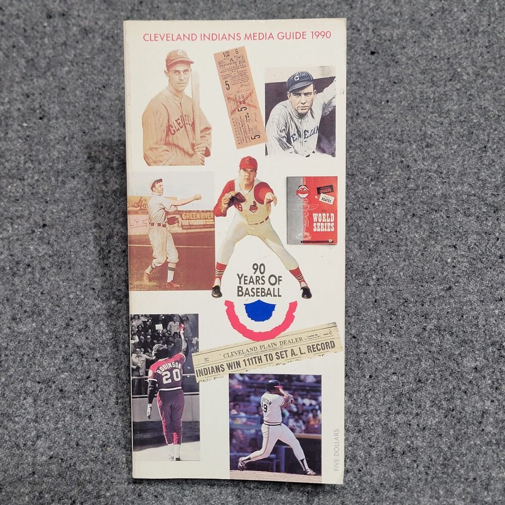 Vintage 1990 Cleveland Indians Media Guide Ninety Years Of Baseball Edition